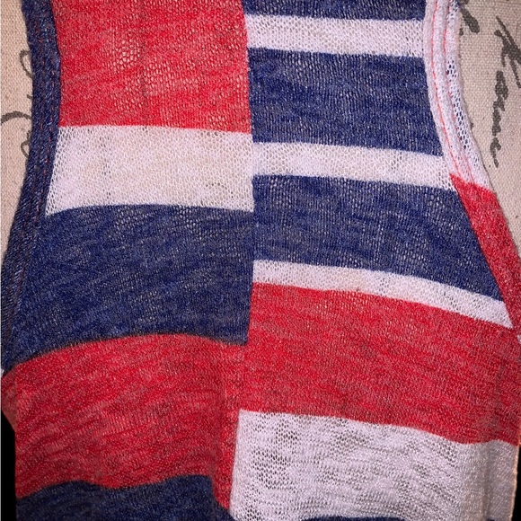 Zumiez Color Block Multi Striped Razor Back Red White and Blue Tank Top - Picture 8 of 10